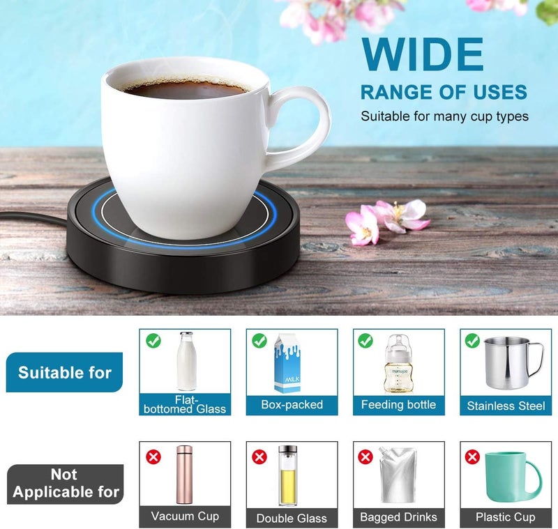 Dimux Coffee Mug Warmer, Electric Beverage Warmers for Office Home Desk Use, Smart Cup Warmer Thermostat Coaster for Hot Coffee Tea Espresso Milk Candle Wax with Gravity Switch Auto On/Off 135F - Image 3